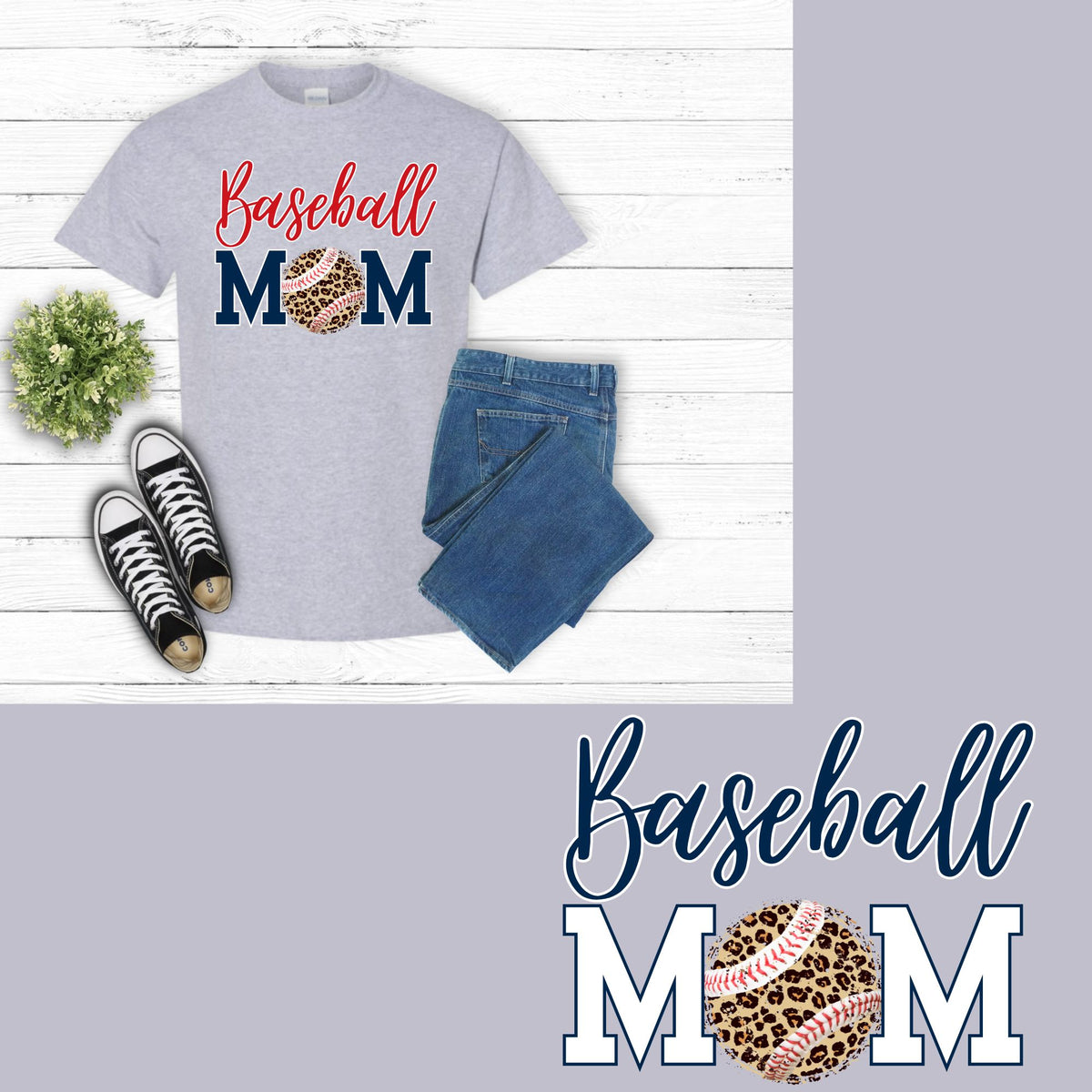 Baseball Mom Leopard Tee