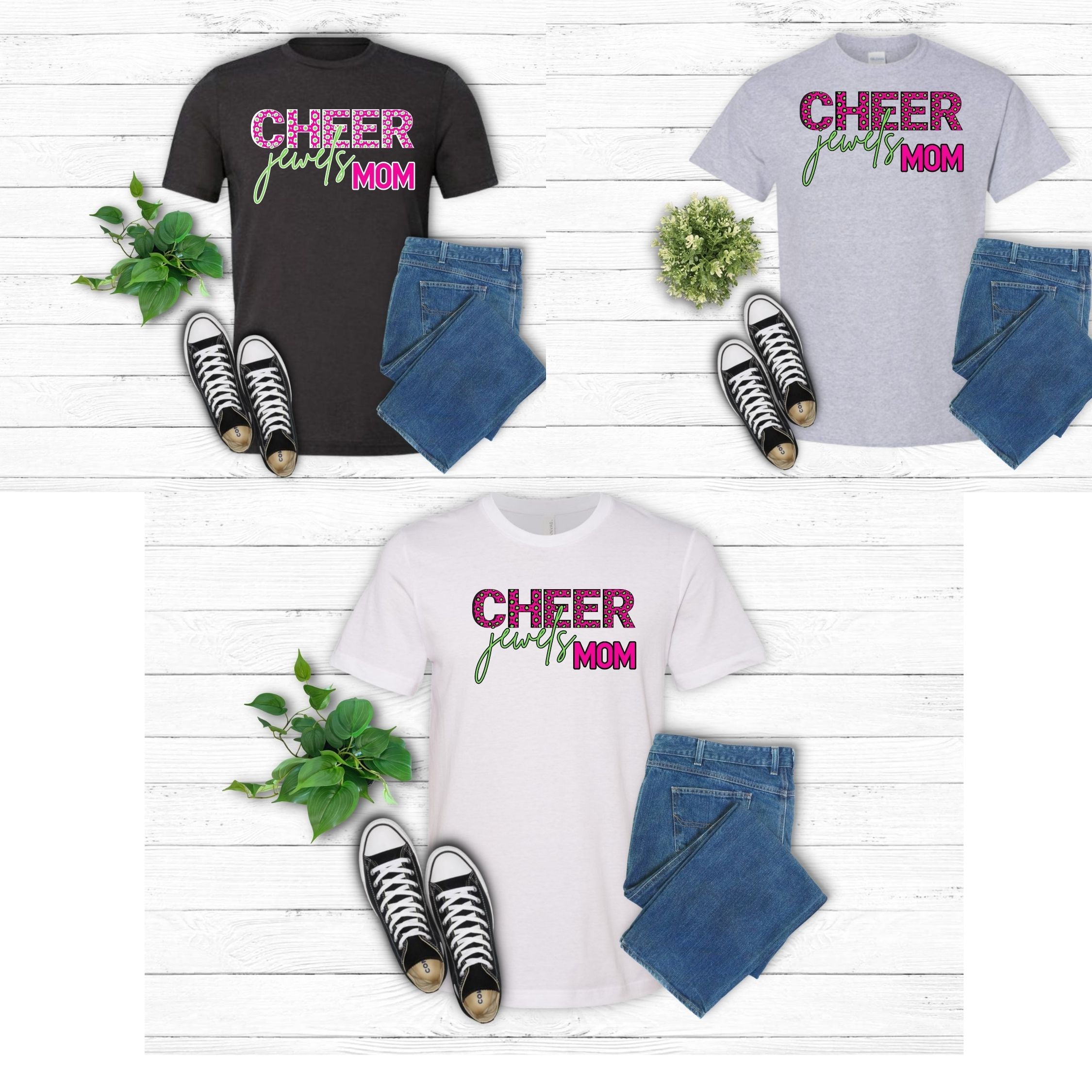 Leopard Print Cheer Jewels Mom T-Shirt or Hoodie