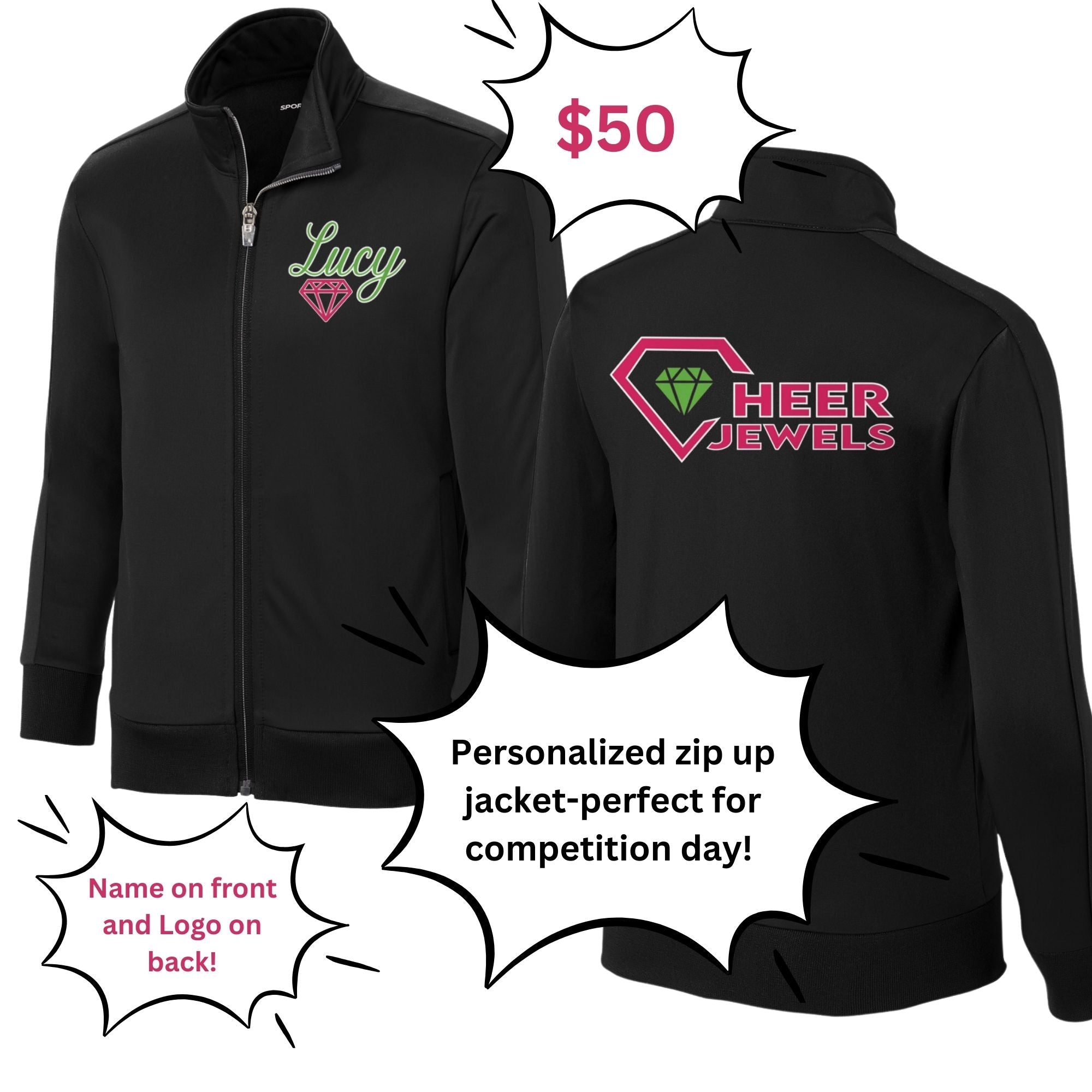 Cheer Jewels Personalized Competition Zip Up Jacket