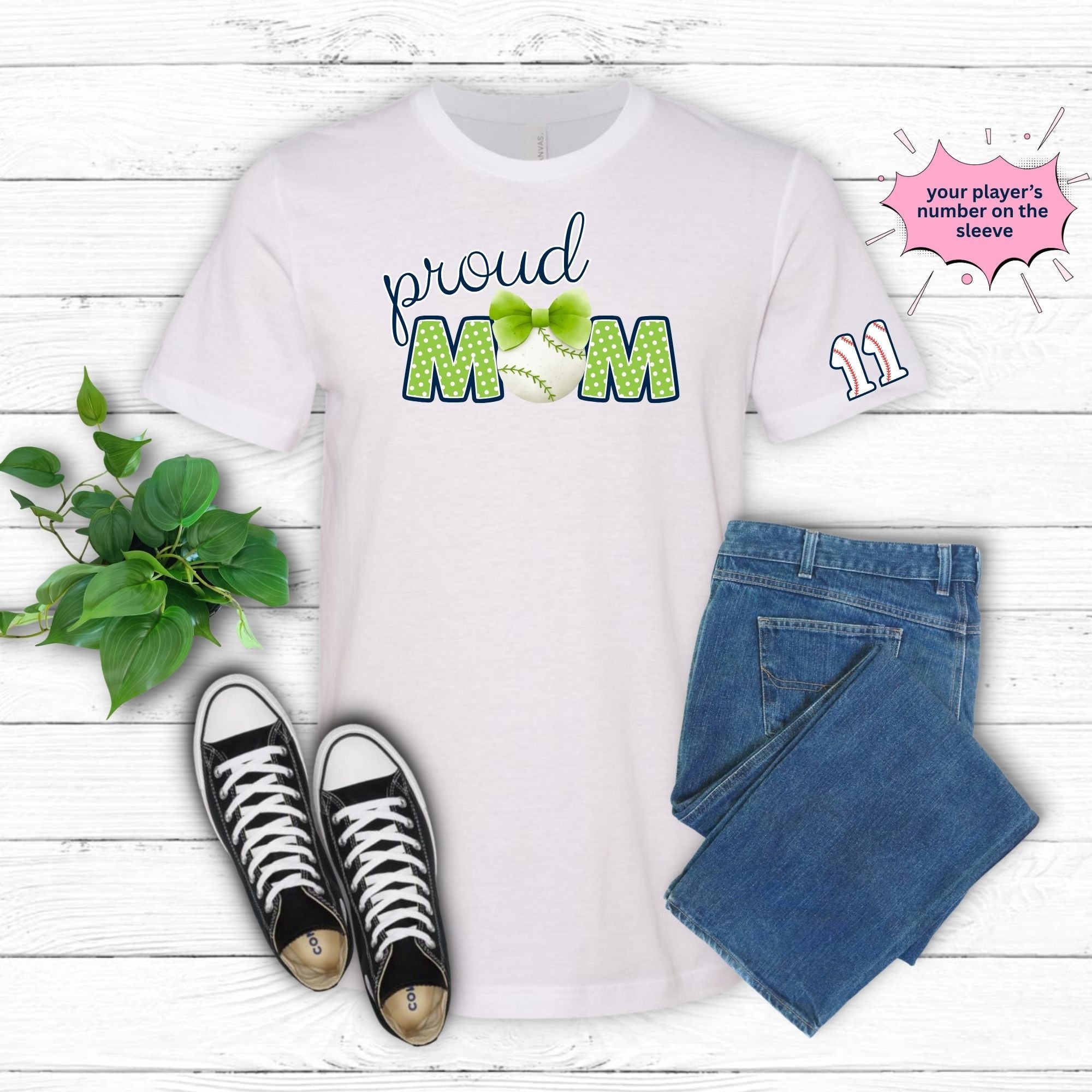 Proud Mom Personalized Baseball Tee