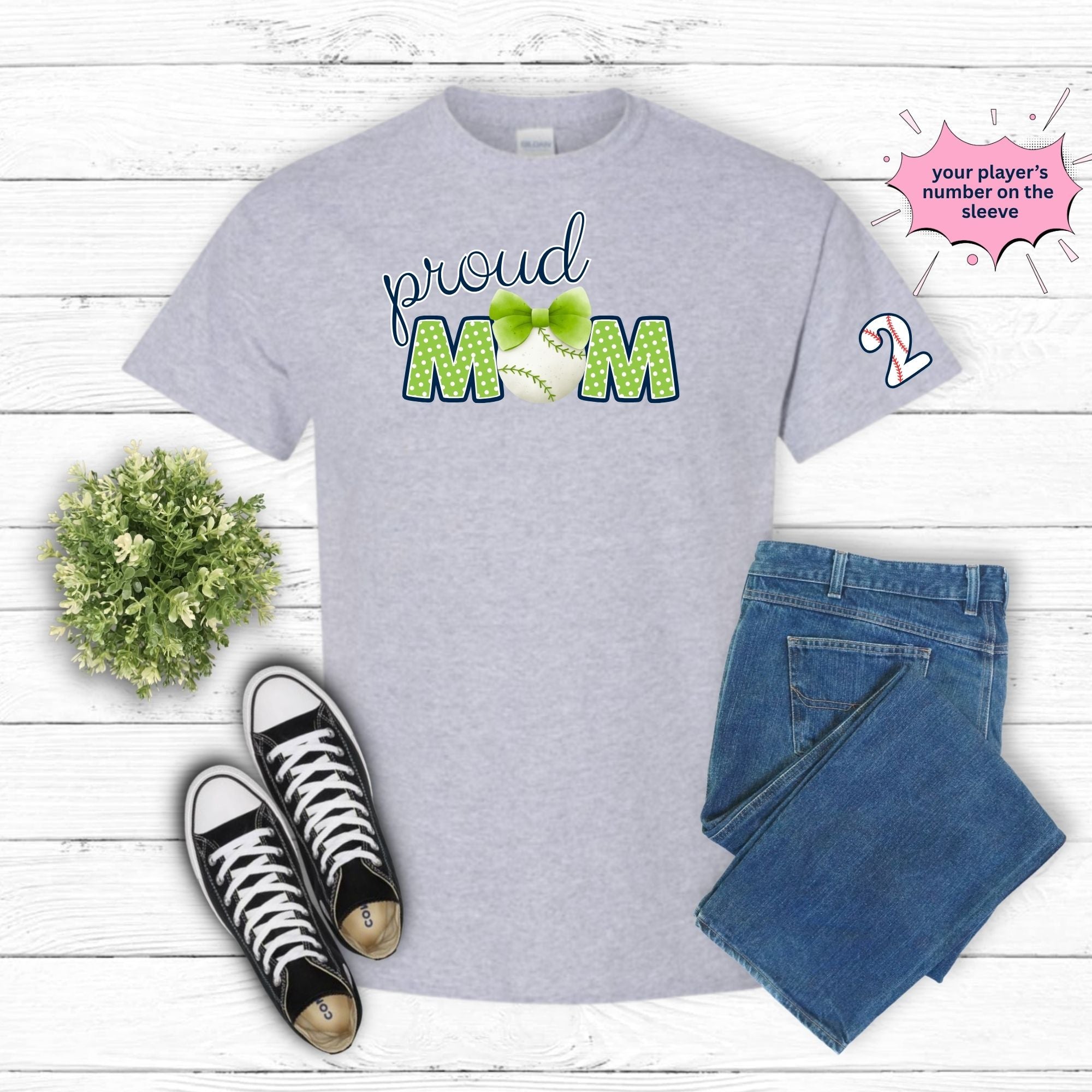 Proud Mom Personalized Baseball Tee