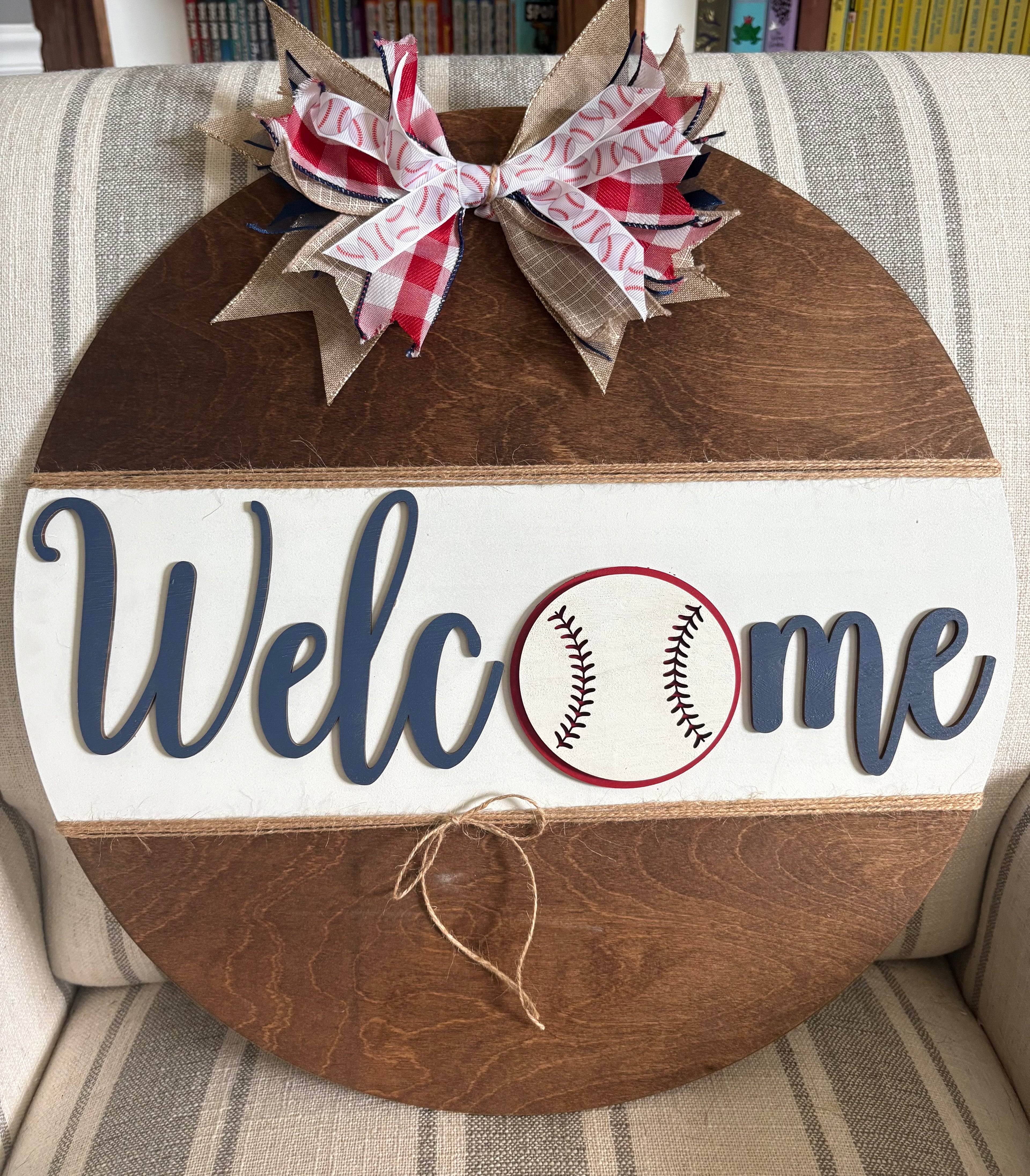 Baseball Welcome Door Round