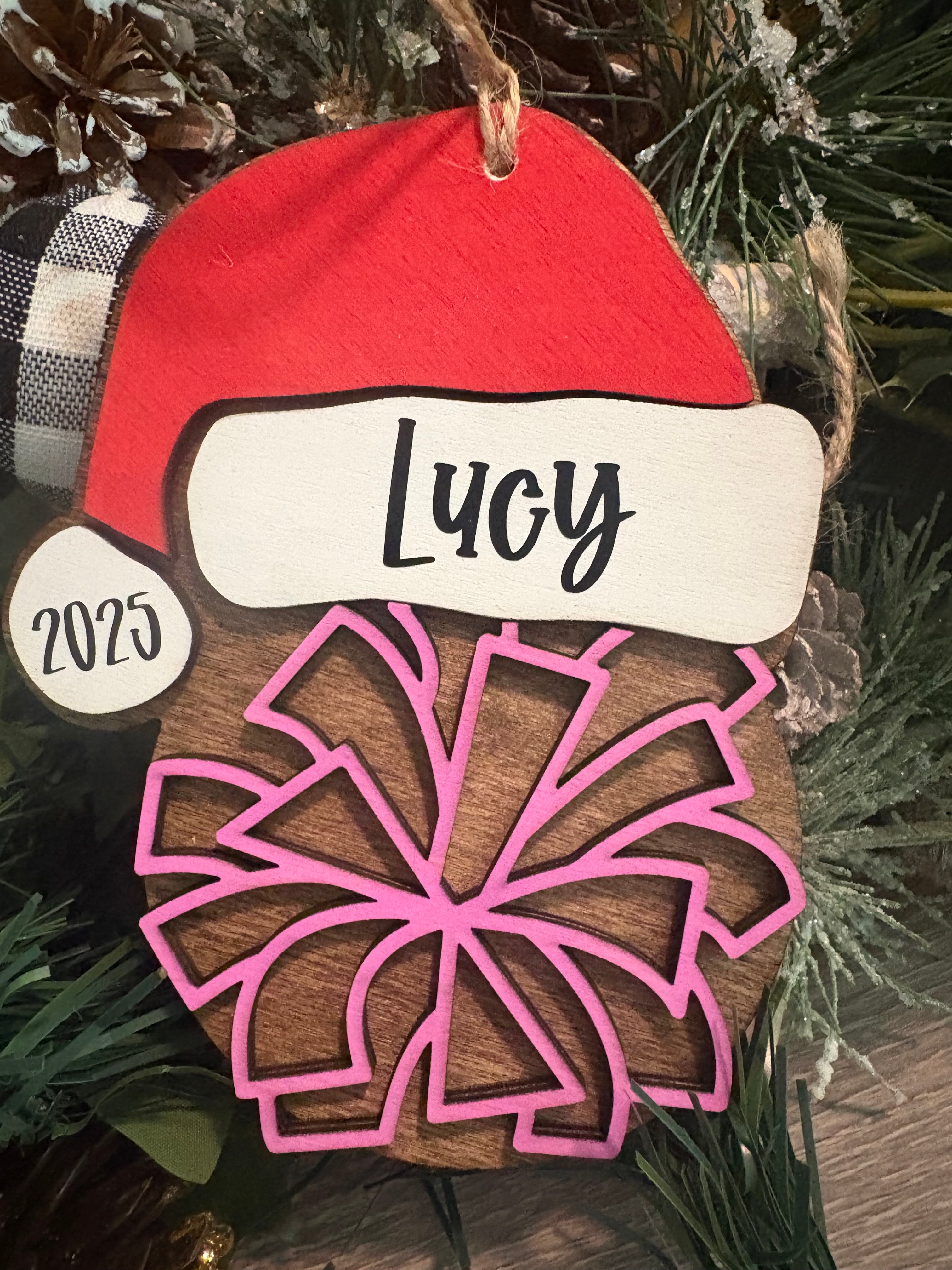 Personalized Santa Hat Ornament with Pom Pom