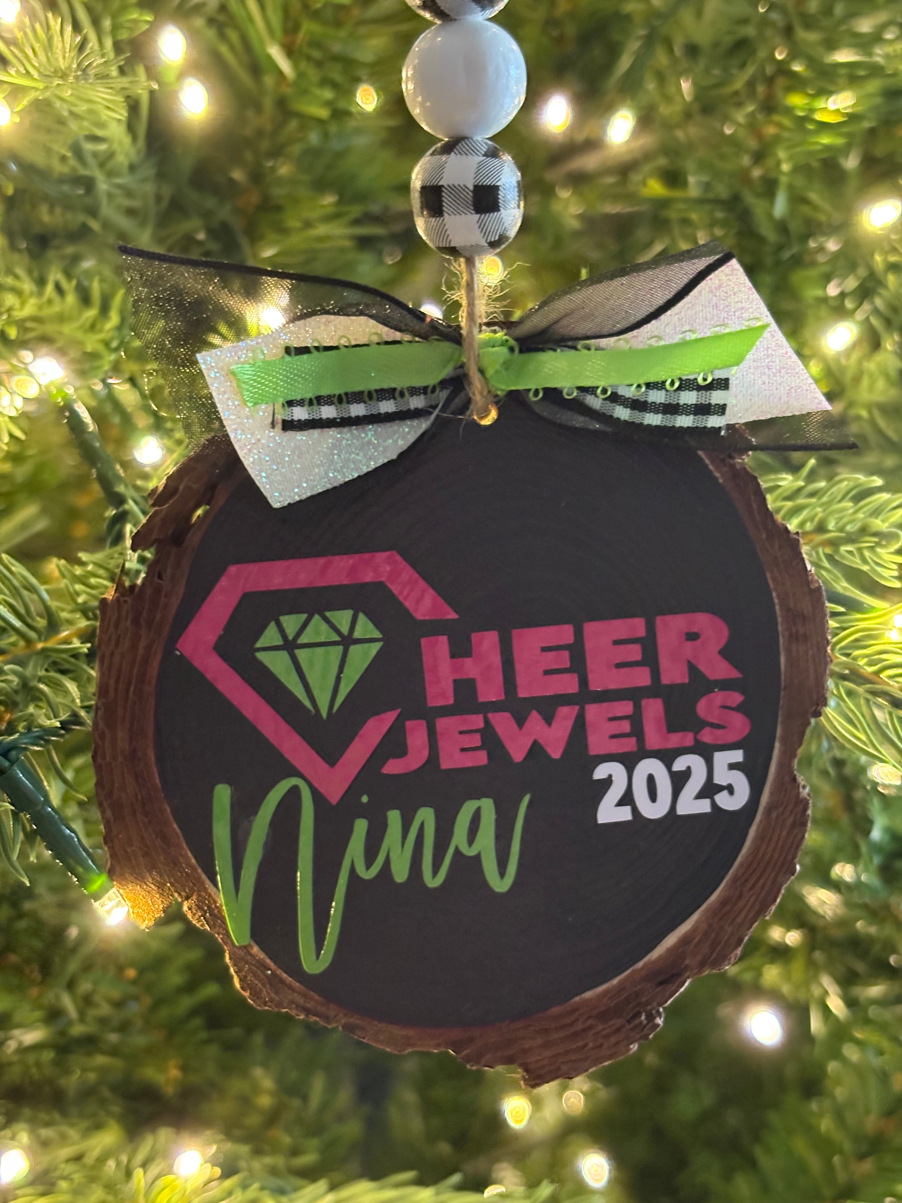 Cheer Jewels Personalized Wood Slice Ornament
