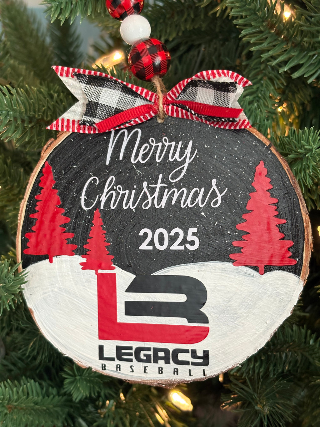 Personalized Team Christmas Wood Slice Ornament
