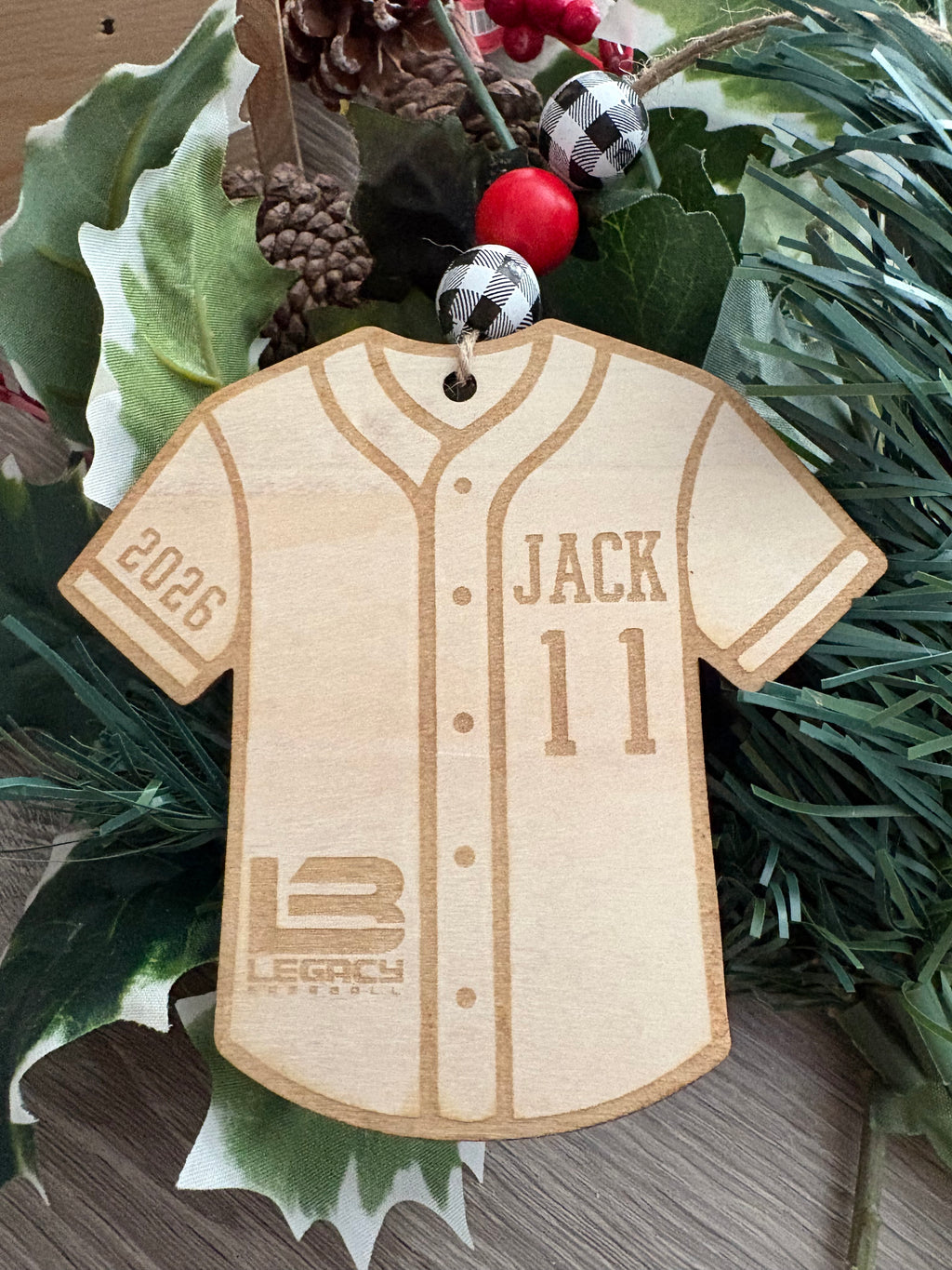 Personalized Baseball Jersey Christmas Ornament