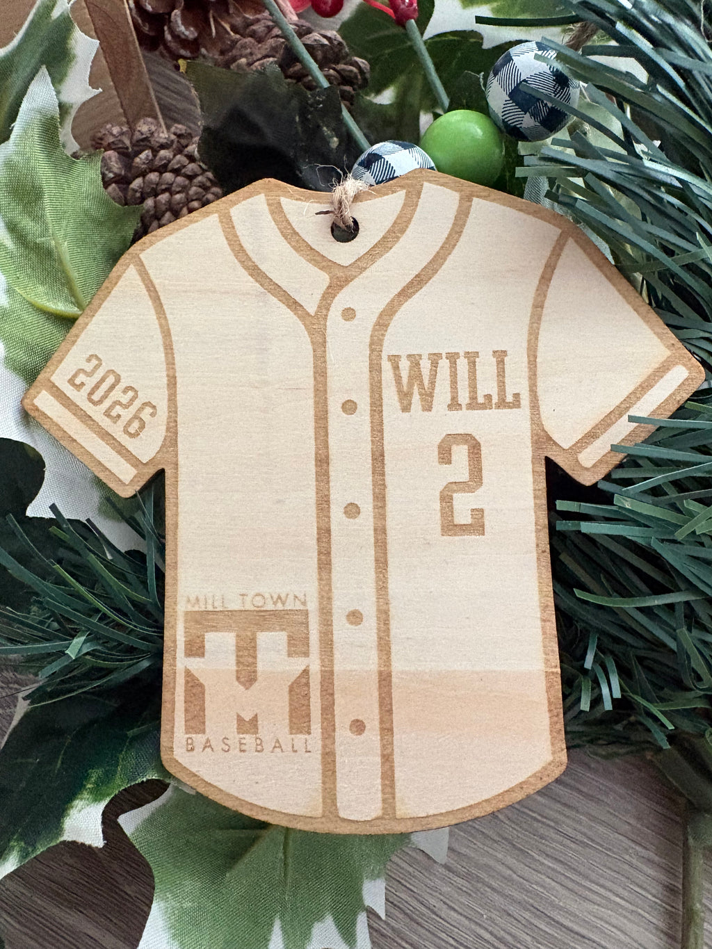 Personalized Baseball Jersey Christmas Ornament