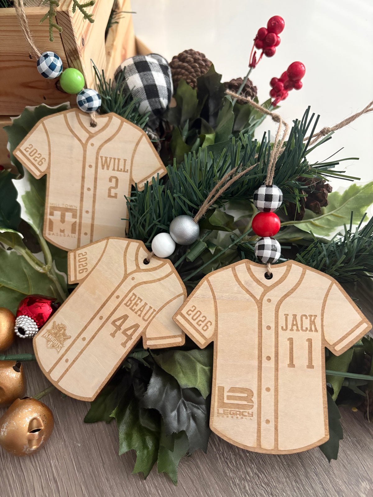 Personalized Baseball Jersey Christmas Ornament