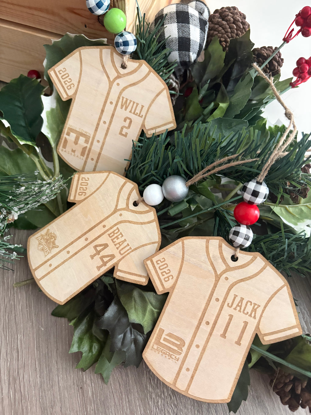 Personalized Baseball Jersey Christmas Ornament