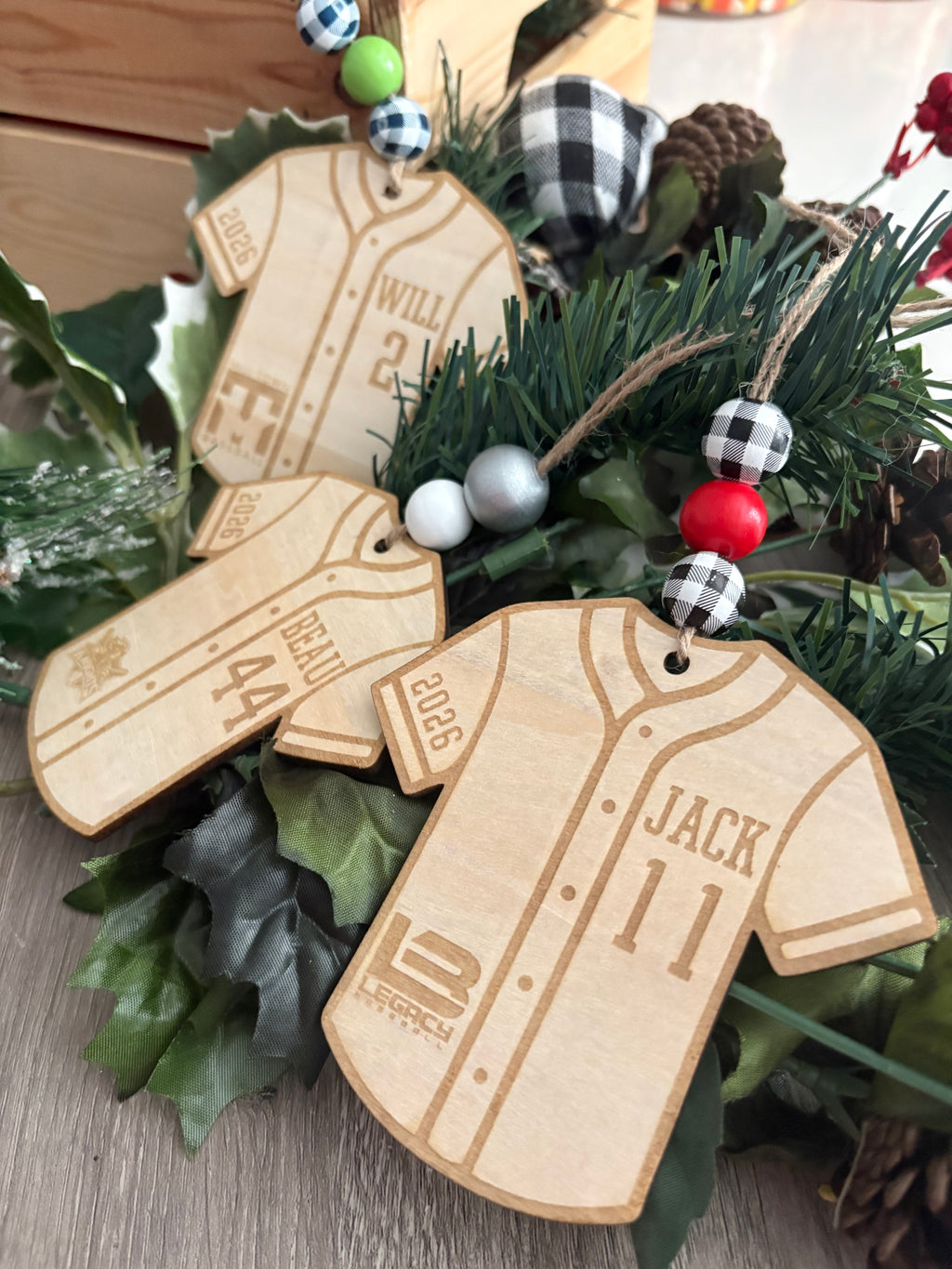 Personalized Baseball Jersey Christmas Ornament