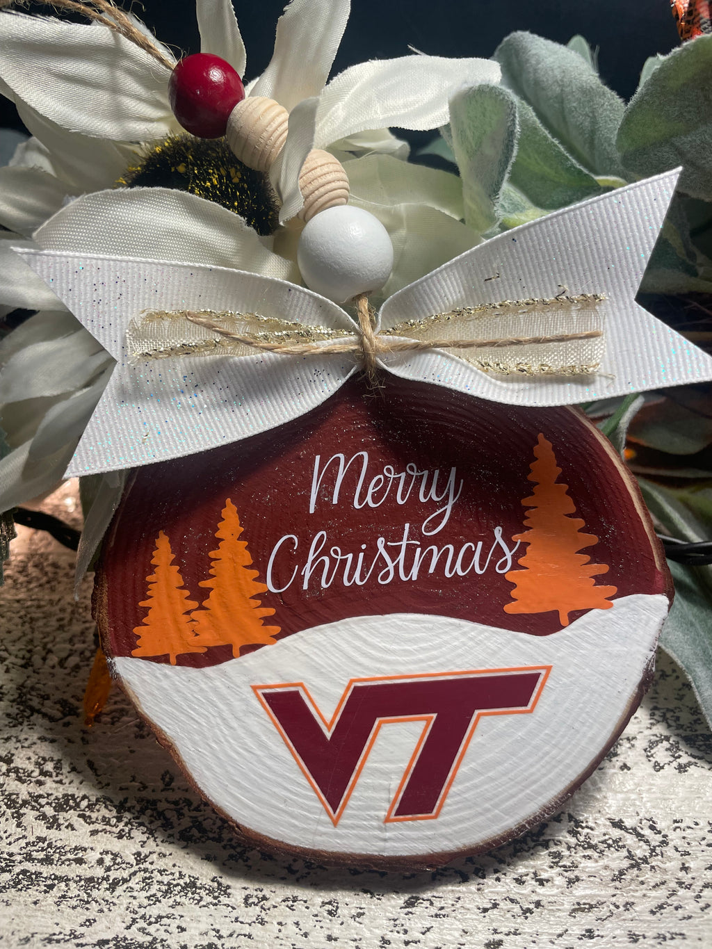 Personalized Team Christmas Wood Slice Ornament
